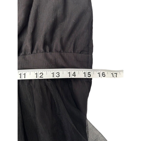 ModCloth Dress Womens Size L Black Sleeveless Tulle Embroidered Roses Mesh Midi - Picture 14 of 15